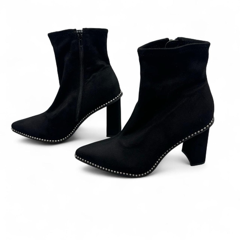 Bar III Black Stud-Trim Pointed Toe Ankle Booties